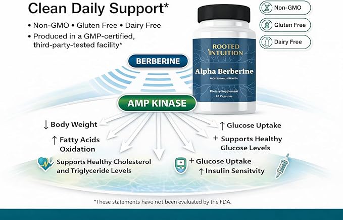 Alpha Berberine | Berberine HCl &amp Alpha-Lipoic Acid for Blood Sugar Cholesterol &amp Metabolic Energy | Non-GMO Gluten Free | 90 Capsules