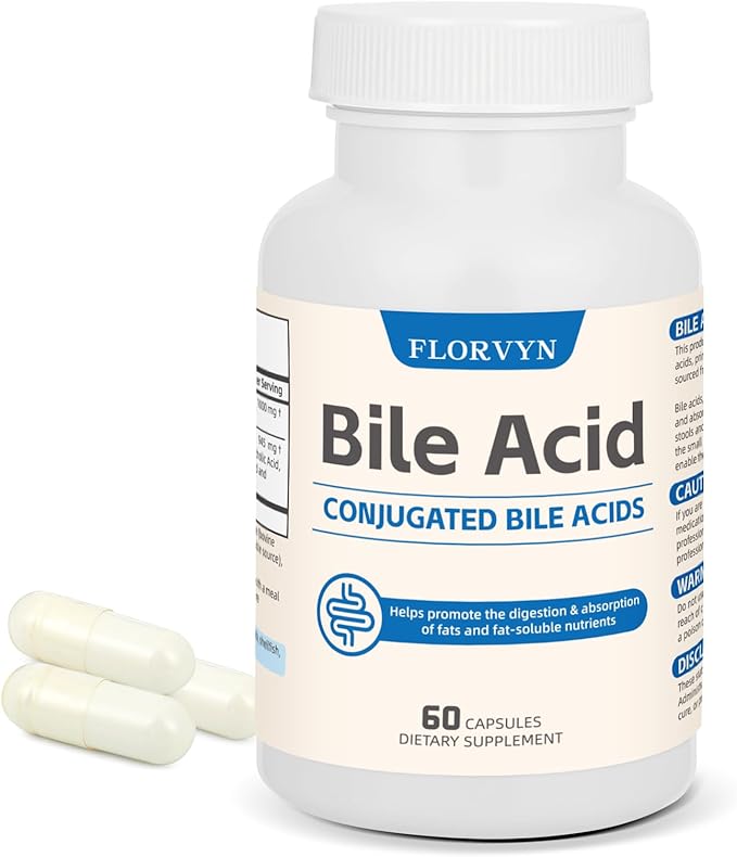 Conjugated Bile Acid Supplement 1000mg – Supports Fat Digestion &amp Absorption of Fats &amp Fat-Soluble Nutrients Gut Comfort &amp Nutrient Utilization 60 Capsules 30 Day Supply