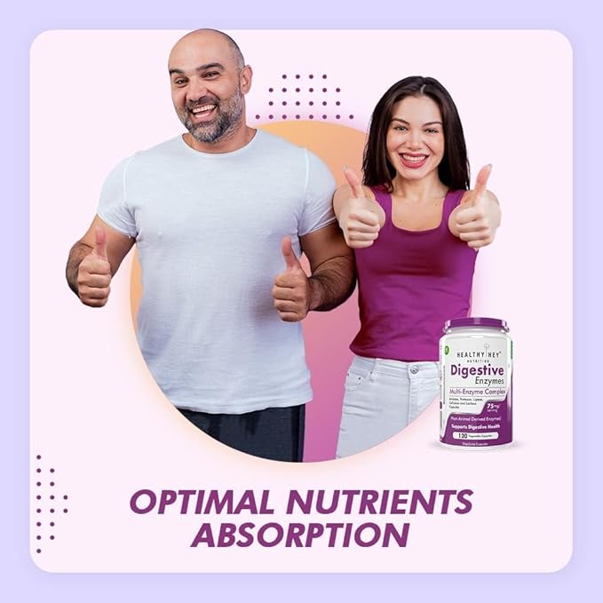 Digestive Enzymes Capsules - Amylase Lipase Protease Multi-Enzyme Complex Tablet -Pack of 120 Vegetable Capsules