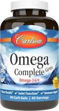 Carlson - Omega Complete Gems Omega-3-6-9 Wild Caught Sustainably Sourced Heart Health Joint Function &amp Immune Support 90 Softgels