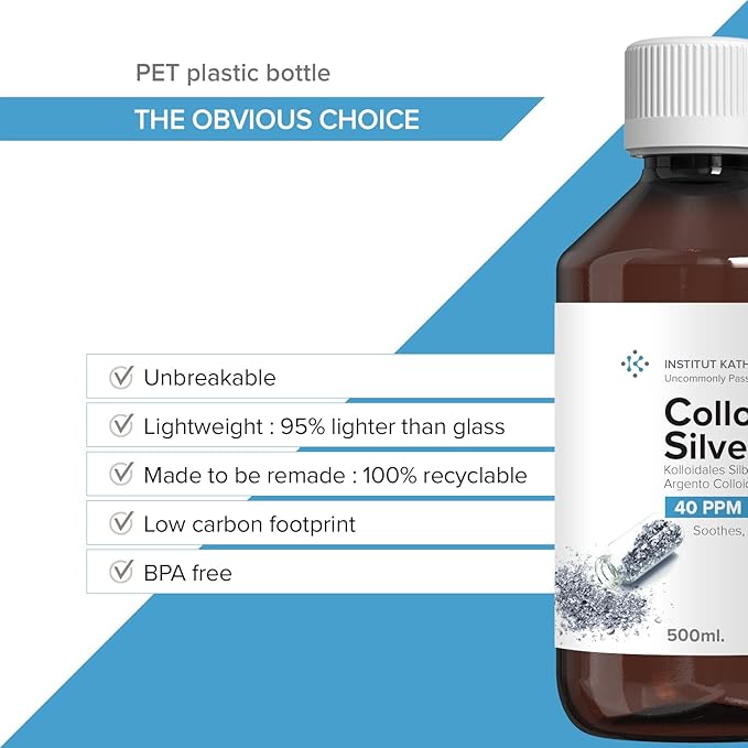 Colloidal Silver Liquid 10 fl oz &amp Spray to Fill ● Bioactive Hydrosol Silver Water ● Natural Immune Support Nano Sol Supplement Solution ● Ionic Minerals 40 PPM ● Organic Structured Plata Coloidal