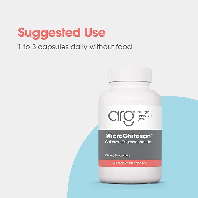Allergy Research Group MicroChitosan Supplement - Chitosan Chitosan Oligosaccharide Cleansing Support Binder Enhanced Detoxification 1800mg Vegetarian Pills - 60 Count