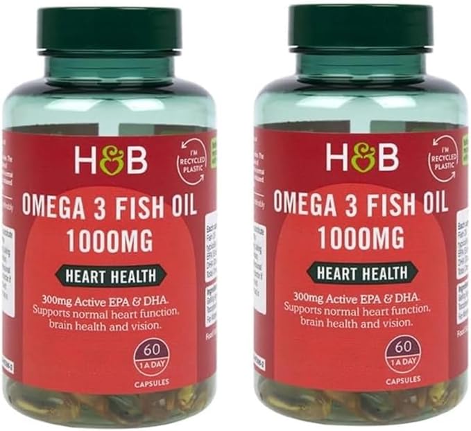 Holland and BarrettOmega 3 Fish Oil 1000mg 60 Capsules (Pack of 2 Total 120 Tablets)