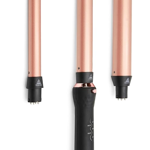 SUTRA Interchangeable Styler Attachments - Spring Curler Waver and Clipless Wand Attachment Options Rose Gold