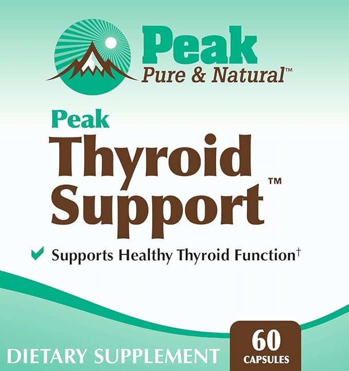 Thyroid Support by Peak Pure &amp Natural | Thyroid Supplement and Metabolism Booster to Support Weight Maintenance | Iodine Supplement Designed for Underactive Thyroid | 60 Capsules