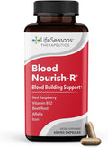 LifeSeasons Blood Nourish-R - Iron Deficiency Supplement - Supports Anemia Fatigue &amp Dizziness - No Constipation - Blood Building - Iron Beet Root Alfalfa Raspberry &amp Vitamin B-12-60 Capsu