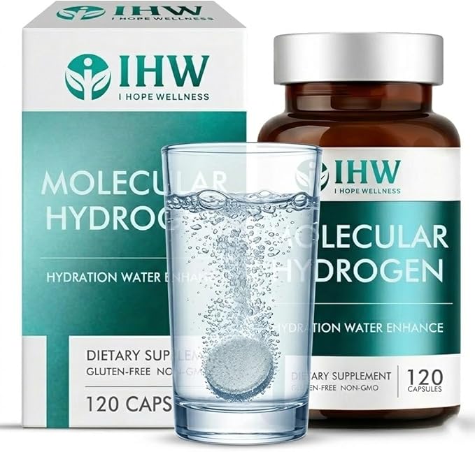 Hydrogen Water Tablets 12ppm with Magnesium 120 Tablets Brain Health Cognition Function Cellular Energy Boost Antioxidant Promote Metabolism Non-GMO &amp Gluten Free