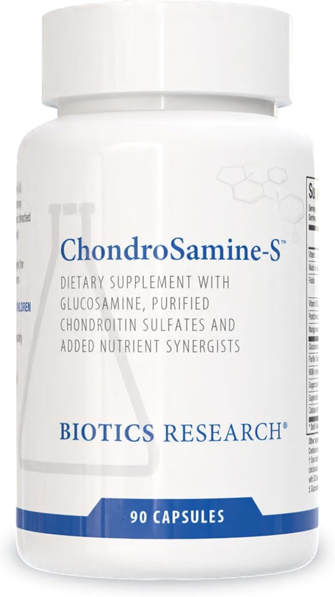 Biotics Research ChondroSamine S Comprehensive Joint and Connective Tissue Support 600 Elemental Glucosamine MSM Vitamin C Manganese Niacin Pantothenic Acid Folate B12 SOD Catalase 90 Caps