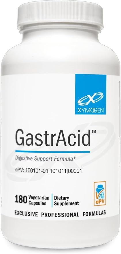 XYMOGEN GastrAcid - Supports Digestive Health - Acid Balance Formula With Betaine HCl &amp Gentian Root - Vegetarian Non-GMO &amp Gluten Free - 180 Capsules