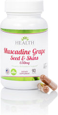 Health As It Ought To Be Muscadine Grape Seed &amp Skins 650 mg Supplement | Physician Formulated Powerful Antioxidant Support Beyond The Average Grape | 90 Capsules