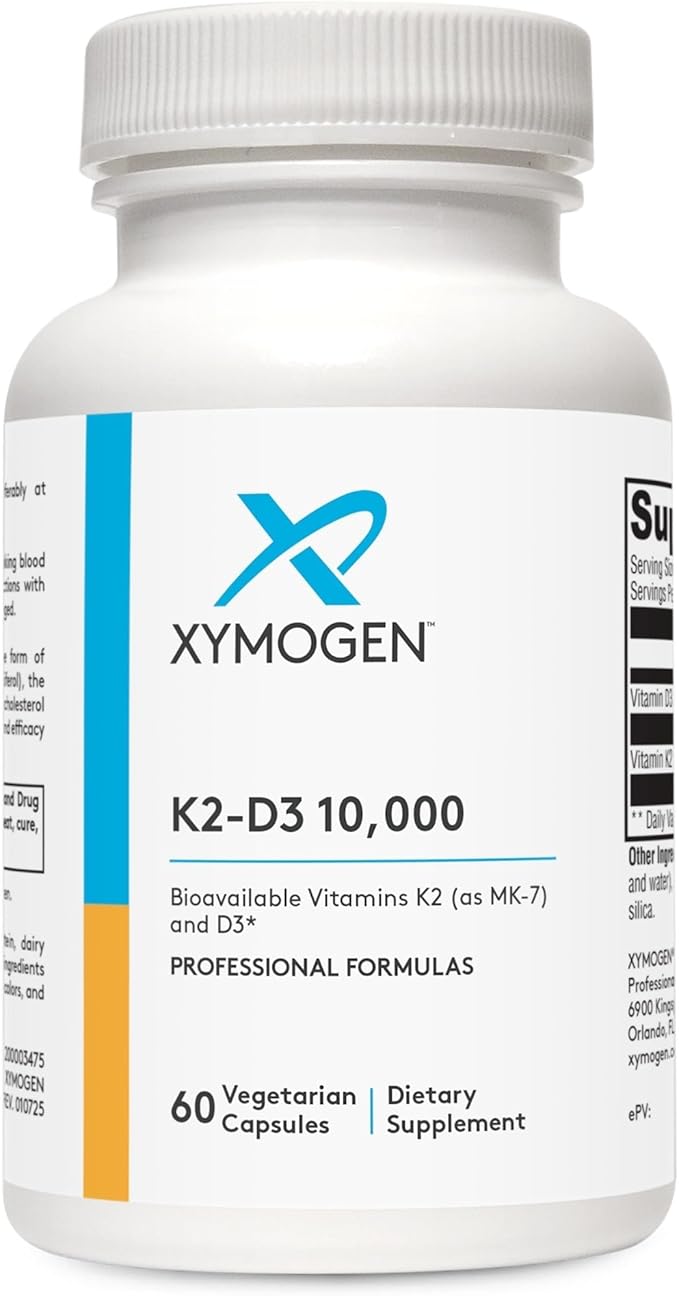 XYMOGEN K2-D3 10000 - Vitamin D3 K2 Supplement for Immune Bone &amp Cardiovascular Support* - Non-GMO Gluten-Free Vegetarian - 60 Capsules
