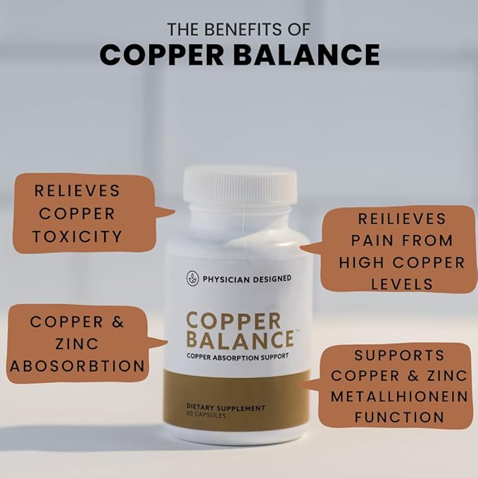 PD VARS Physician Designed Copper Balance Supplement - Fibromyalgia Support Reduced Nerve Pain Fibro Fog 9 Essential Immune Boosting Vitamins 60 Capsules