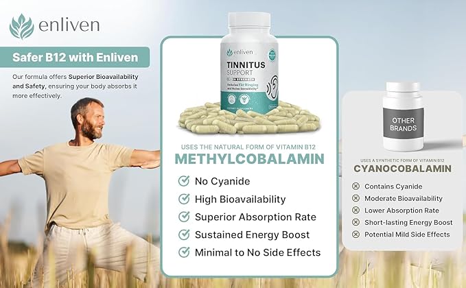 Tinnitus Relief Pills for Ringing Ears – Ear Tinnitus Relief for Ringing Ears with Flavonoids B12 &amp Inositol – for Pain in Ears &amp Health Support – 180 Caplets – Daily Ear Ringing Relief 2 pac
