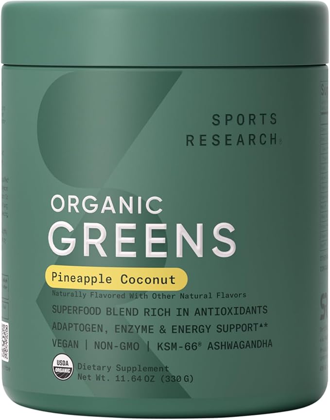 Sports Research® Bowel Trouble Pack - Daily Probiotics with Prebiotics 60 Billion CFU + L-Glutamine + Organic Greens Superfood Powder w/Spirulina Chlorella Adaptogens Enzymes Probiotics &amp 8 V