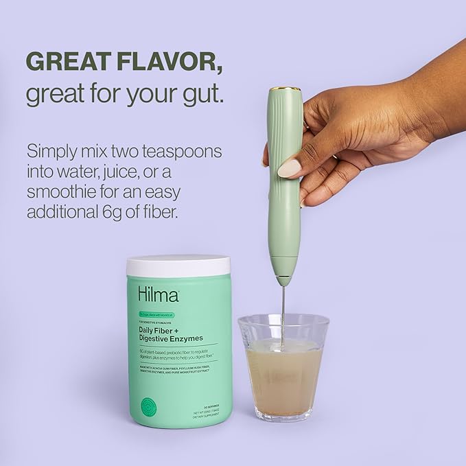 Hilma Daily Fiber and Digestive Enzymes Fiber Supplement Powder with Prebiotics and Enzymes Formulated with Psyllium Husk and Acacia Gluten Free Vegan FSA Eligible Digestive Support 30 Servings