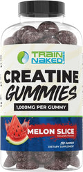 Train Naked Labs Creatine Gummies | Gummy Creatine Chewables for Men &amp Women | 5g per Serving | Gluten Free &amp Vegan | 120 Gummies 24 Servings (Melon Slice)