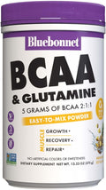 BlueBonnet Nutrition 5g BCAA 2:1:1 &amp 1000 mg Glutamine Powder – for Muscle Recovery &amp Hydration - Sugar Free Non-GMO Project Verified– Hawaiian Ice Flavor – 30 Servings