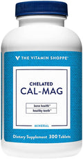 The Vitamin Shoppe Calcium Magnesium 2:1 - Bone Support Chelated | Cal-Mag with Vitamin D | 300 Tablets | Highly Absorbable