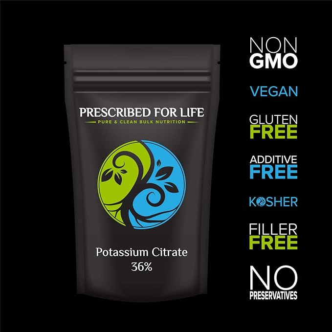 Prescribed for Life Potassium Citrate Powder | TriPotassium Citrate Monohydrate - USP Food Grade Fine Granular - 36% K (25kg / 55lb)