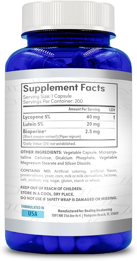 Lycopene &amp Lutein Complex 60mg per Caps 200 Veggie Capsules