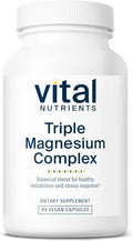 Vital Nutrients Triple Magnesium Complex Supplement | Vegan Magnesium Glycinate Malate &amp Oxide 250mg | Easily Absorbed Magnesium Supplement for Stress Muscle Heart Bone Support | 90 Capsules