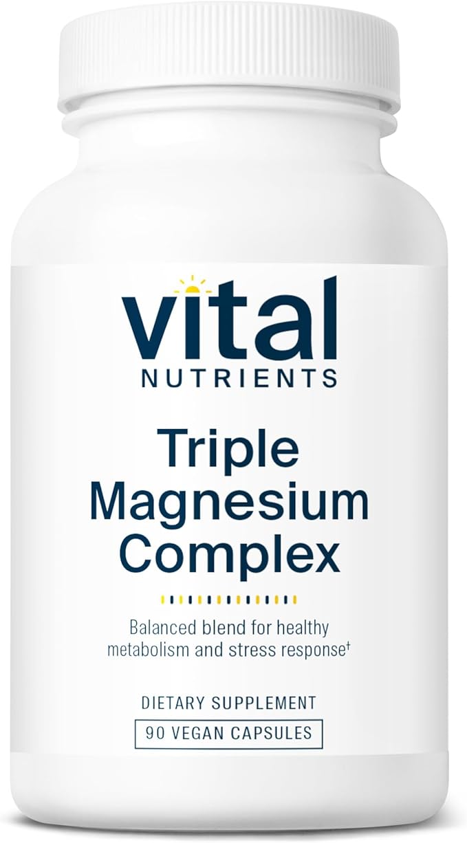 Vital Nutrients Triple Magnesium Complex Supplement | Vegan Magnesium Glycinate Malate &amp Oxide 250mg | Easily Absorbed Magnesium Supplement for Stress Muscle Heart Bone Support | 90 Capsules