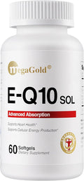 E-Q10 Sol Advanced Absorption Fish Oil - Fish Oil with Coq10 100mg EPA Antioxidant for Cardiovascular Health &amp Energy* Coenzyme Q 10 Supplement for Men and Women - 60 Count Softgels