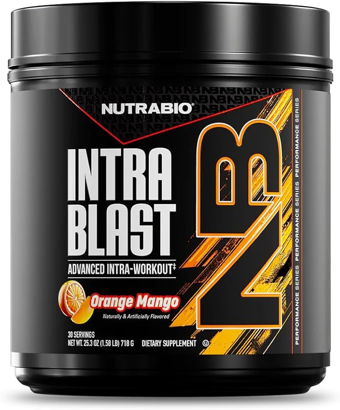 NutraBio Intra Blast Bcaa Powder Amino Acid Supplement Electrolyte &amp Hydration Blend Intra Pre Workout &amp Muscle Recovery 20g Eaa Amino Acids Powder 5g Glutamine- Orange Mango 30 Serving