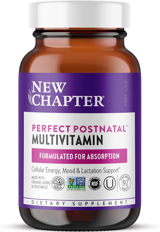New Chapter Postnatal Vitamins Lactation Supplement Complete Multivitamin with Fermented Vitamin D3 + B Vitamins Made with Organic Vegetables &amp Herbs Non-GMO Ingredients 192 Count