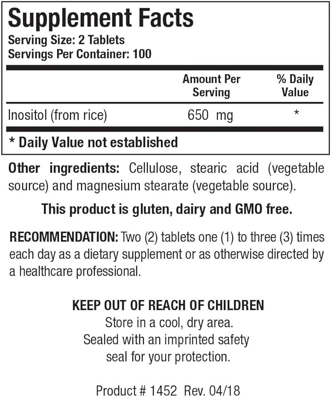 Biotics Research Inositol Corn Free Metabolic Support Brain Health Nootropics Restful Sleep Mood Support Hormonal Balance Female Health 200 Tablets