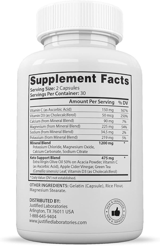 (2 Pack) Optimal Keto Extreme Pills 1675MG New &amp Improved Formula Contains Apple Cider Vinegar Extra Virgin Olive Oil Powder Green Tea Leaf 120 Capsules
