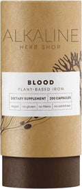 Alkaline Herb Shop Blood Supplement with Iron 200 Capsules - Supports Healthy Red Blood Cells Energy Hair Skin and Nails
