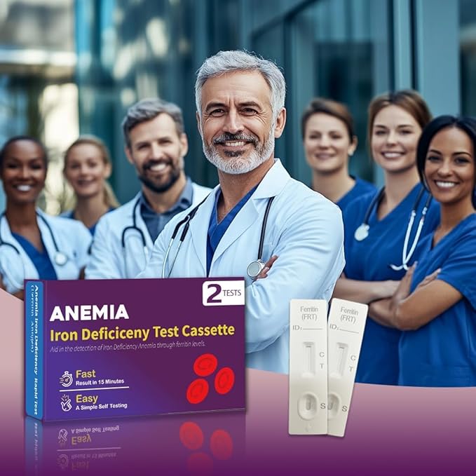 Iron Deficiency Test Kit [2 Tests] – Ferritin Anemia Home Test Kit for Iron Level Detection in 15 Minutes – Convenient Home Test for Adults &amp Children
