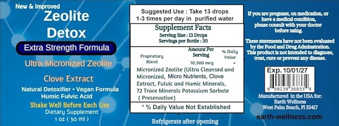 Liquified Zeolite 3 Pack Fulvic and Humic Acid Immune Gut Support Liquid Cleanser Zeolite 1 oz Glass Bottle exp 10/01/27