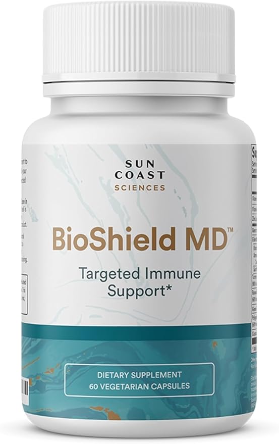 SUN COAST SCIENCES BioShield MD from Premium Immunity Support with Vitamin C Vitamin D Zinc for Focus Clarity Joints Healthy and Muscle Recovery (60 Capsules)