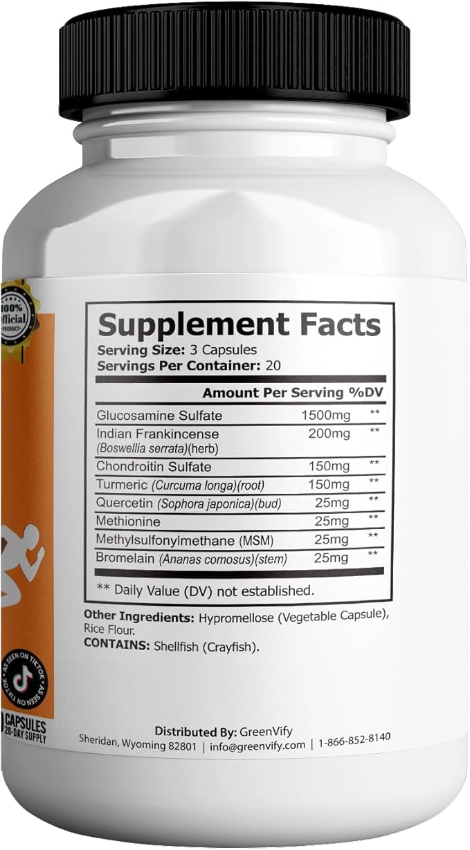 Feilaira Max Extra Strength Joint Support Supplement 1500mg Glucosamine 60 Capsules 20 Day Supply (5)