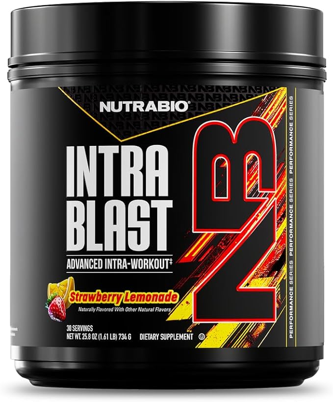 NutraBio Intra Blast Bcaa Powder Amino Acid Supplement Electrolyte &amp Hydration Blend Intra Pre Workout &amp Muscle Recovery 20g Eaa Amino Acids Powder 5g Glutamine- Strawberry Lemonade 30 S