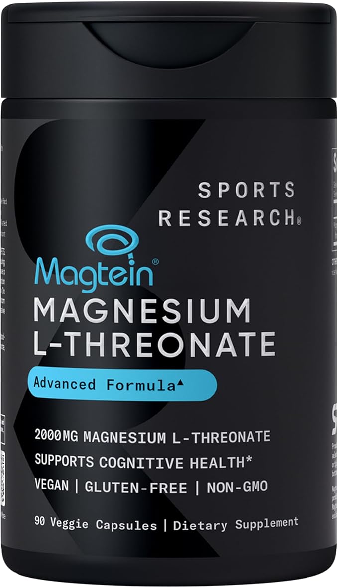 Sports Research® Celular Energy Pack - Plant Based Vitamin B12 as Methylcobalamin 2000mcg + CoQ10 100mg Enhanced w/Coconut Oil &amp Bioperine + High-Absorption Magtein® 2000mg