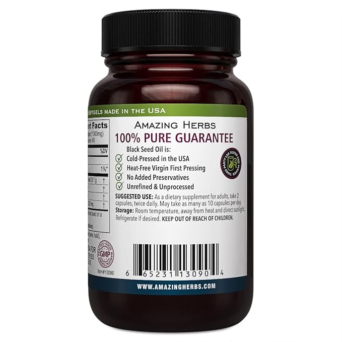 Amazing Herbs Black Seed 500 milligram 90 Softgel Capsules