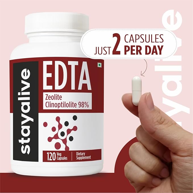 STAY ALIVE EDTA Capsules 1500mg with Zeolite 98% and Kale Extract Powder 120 Pills Non-GMO &amp Gluten Free Calcium Disodium EDTA Supplement