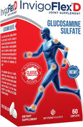 INVIGOFLEX® D - 1500mg of Glucosamine Sulfate (Classic Formulation) - Premium Joint Supplement for Knees Hands Back &amp Hip Support D: Glucosamine Sulfate Caplets - 60 Ct
