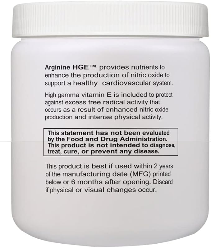 Arginine HGE Drink Mix 6000mg Arginine 600mg Citrulline + Cofactors. 30 Servings - Natural Sugar Free Formula