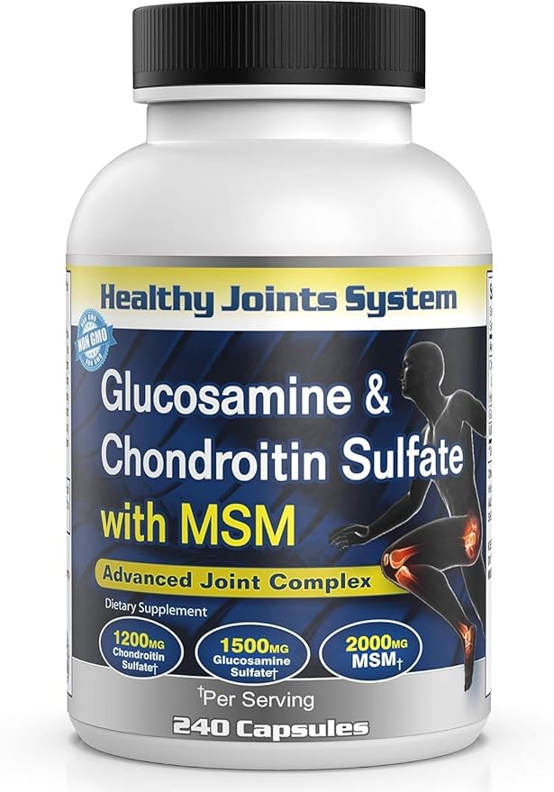 Advanced Mobility &amp Flexibility Support Formula with Glucosamine Chondroitin &amp MSM – 240 Capsules for Active Lifestyles &amp Daily Wellness