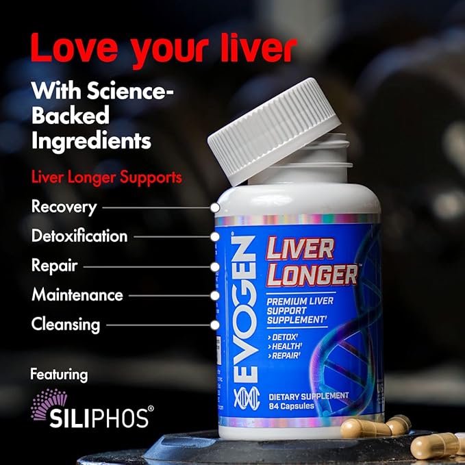 Evogen Liver Longer - Premium Liver Support Supplement | Detox Health &amp Repair | N-Acetyl L-Cysteine Milk Thistle TUDCA | 84 Capsules