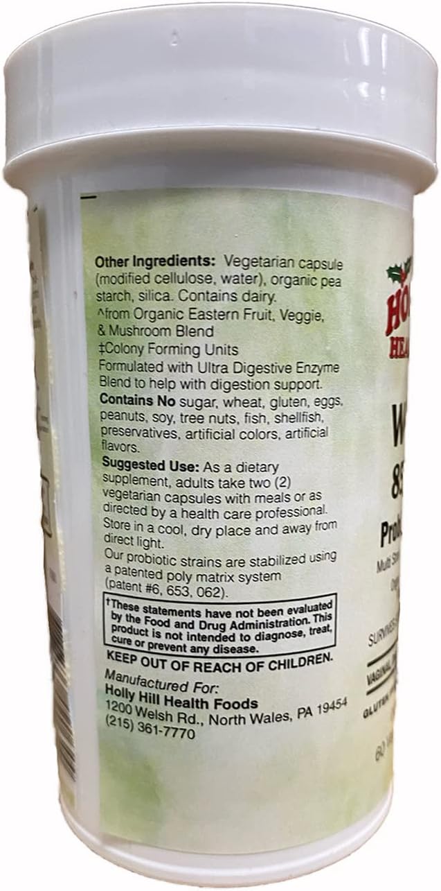 Holly Hill Health Foods Women's 85 Billion Probiotic Formula 60 Vegetarian Capsules