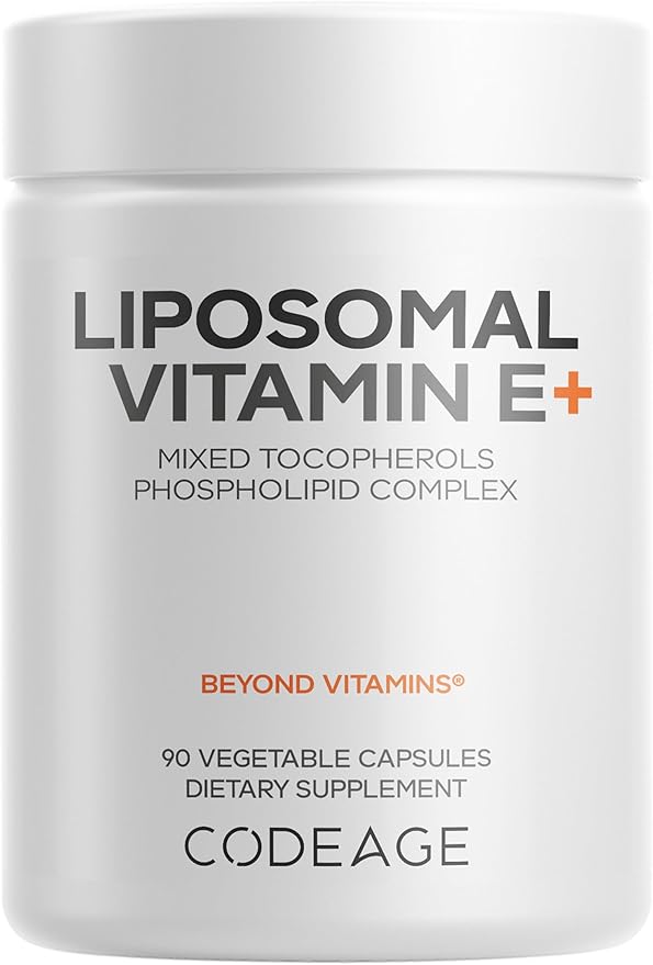Codeage Liposomal Vitamin E Supplement - All Vitamin E Tocopherols - 3-Month Supply - Alpha Tocopherols Beta Gamma and Delta - Liposomal Mixed Tocopherols - Non-GMO Phospholipid - 90 Capsules