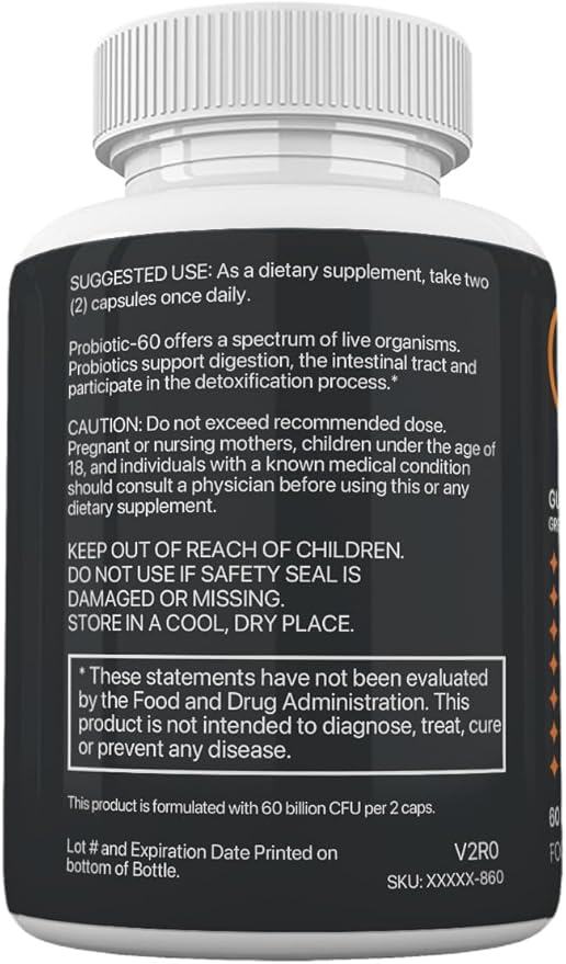 Gut Health Extreme Probiotics Prebiotics Digestion Support - Probiotic 60 Billion CFU 60 Capsules