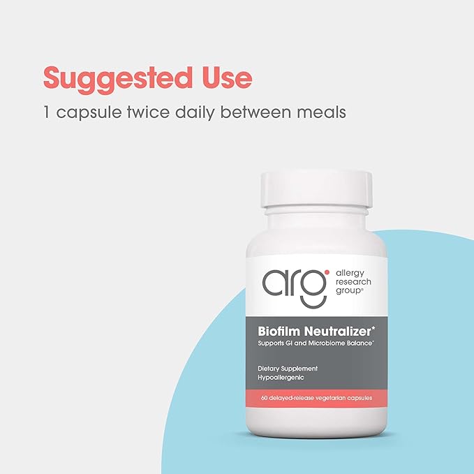 Allergy Research Group Biofilm Neutralizer - Biofilm Defense EDTA Supplement Proteolytic Enzymes Serrapeptase Vegetarian Capsules - 60 Count