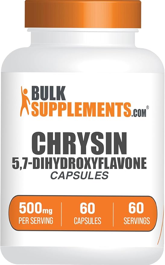 BulkSupplements.com Chrysin Capsules - 57-Dihydroxyflavone Chrysin Supplement - Gluten Free 1 Capsule per Serving (500mg) 60 Capsules (Pack of 1)