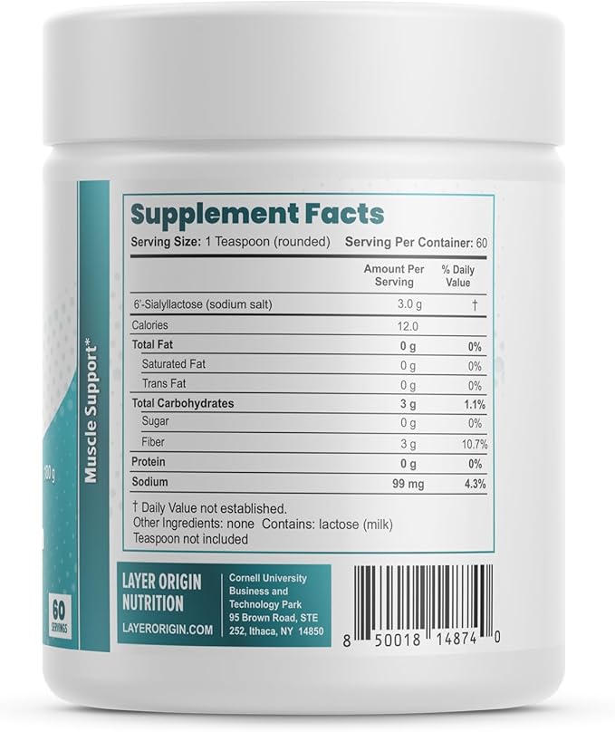 Layer Origin 6'-Sialyllactose (6'-SL HMO) for Muscle Health GNE Strength &amp Performance Support – Fast Recovery Reduced Fatigue 3000 mg per Serving 60 Servings